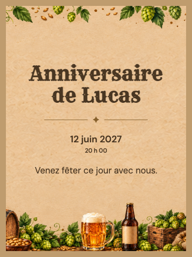 Invitation d’anniversaire numérique: Bière artisanale