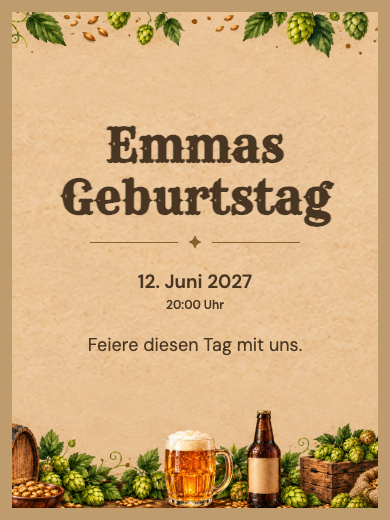 Digitale Geburtstagseinladung: Craft-Bier