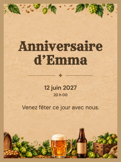 Invitation d’anniversaire numérique: Bière artisanale
