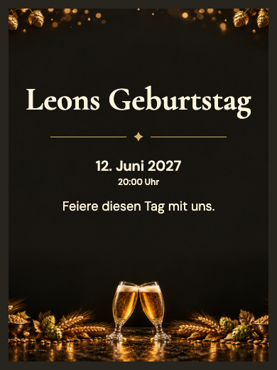 Digitale Geburtstagseinladung: Goldenes Bier