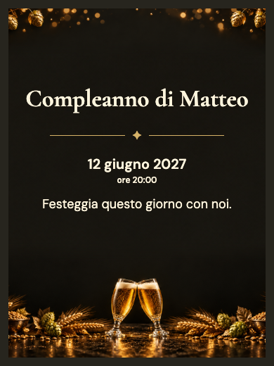 Invito digitale di compleanno: Birra dorata