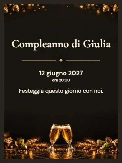 Invito digitale di compleanno: Birra dorata