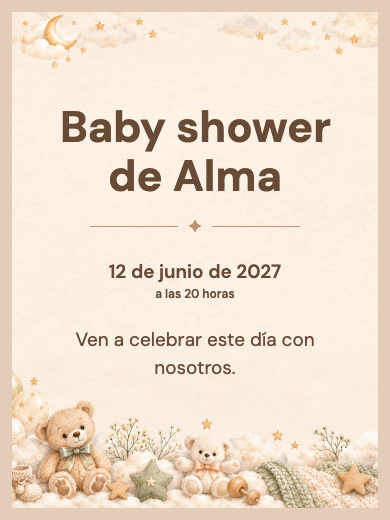 Invitación digital: Baby Shower Ositos — Animales y naturaleza