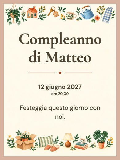 Invito digitale di compleanno: Inaugurazione di casa accogliente