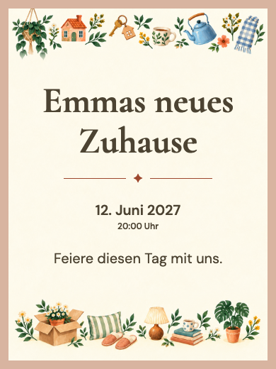 Digitale Einladung: Gemütliche Einweihungsparty — Einweihungsparty