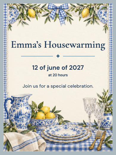 Digital invitation: Blue Housewarming — Housewarming & showers