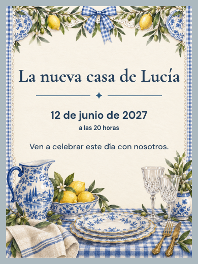 Invitación digital: Casa Nueva en Azul — Casa nueva y despedidas