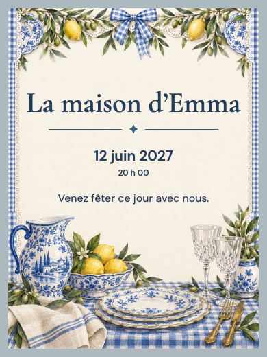 Invitation numérique: Pendaison de crémaillère bleue — Crémaillère