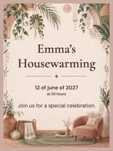 Interactive digital invitation template for Housewarming & showers: Rustic Housewarming with RSVP