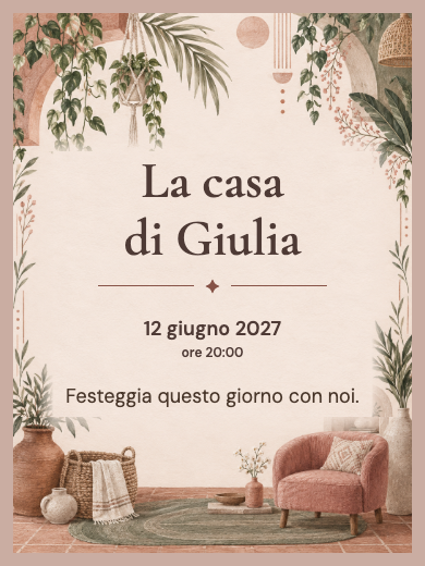 Modello di invito digitale interattivo per Nuova casa: Inaugurazione di casa rustica con RSVP