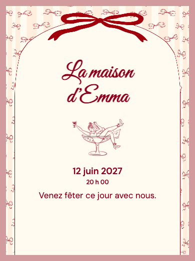 Invitation numérique: Enterrement de vie de jeune fille avec nœuds — Crémaillère