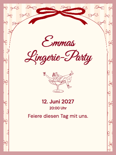Digitale Einladung: Junggesellinnenabschied mit Schleifen — Lingerie-Party