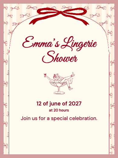 Digital invitation: Lingerie Shower with Bows — Lingerie shower
