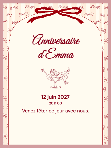 Invitation d’anniversaire numérique: Enterrement de vie de jeune fille avec nœuds