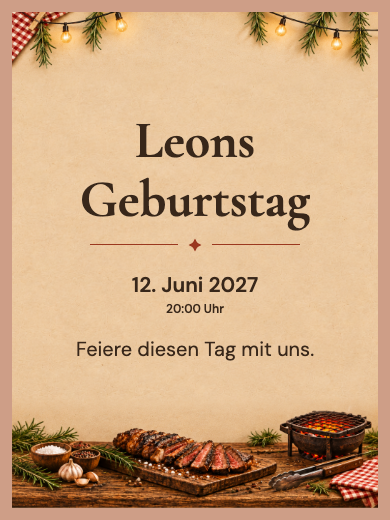 Digitale Einladung: Rustikale Grillparty — Grillparty
