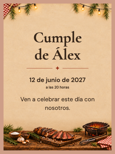 Invitación digital: Barbacoa Rústica — Asado
