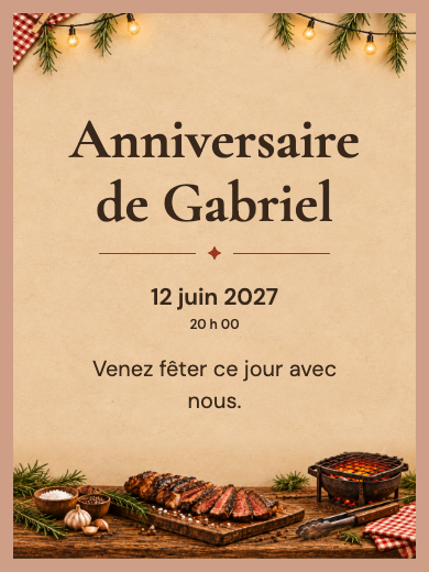 Invitation numérique: Barbecue rustique — Barbecue