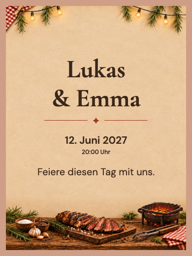 Digitale Einladung: Rustikale Grillparty — Grillparty