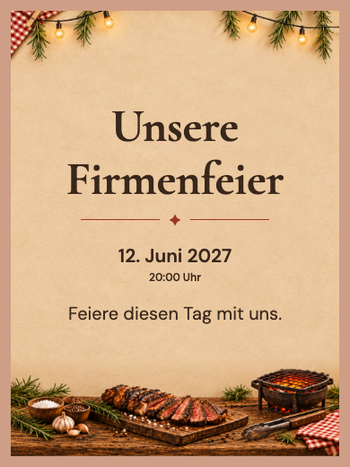 Digitale Einladung: Rustikale Grillparty — Firmenfeiern