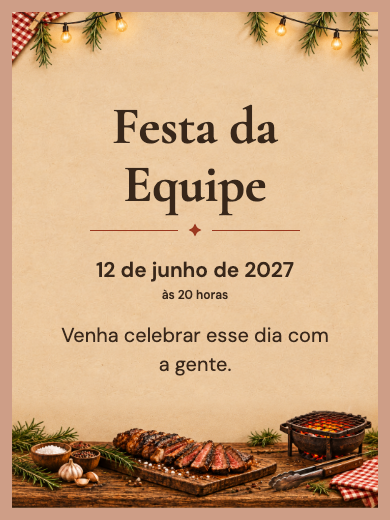 Convite digital: Churrasco Rústico — Festas de empresa