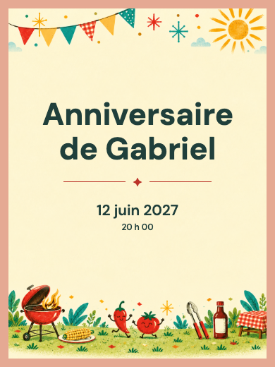 Invitation d’anniversaire numérique: Barbecue au jardin