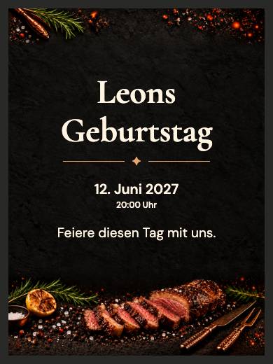 Digitale Geburtstagseinladung: Grillparty am Feuer