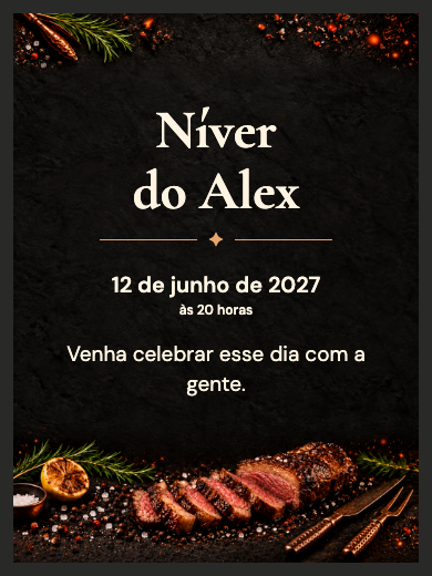 Convite digital: Churrasco na Brasa — Churrasco