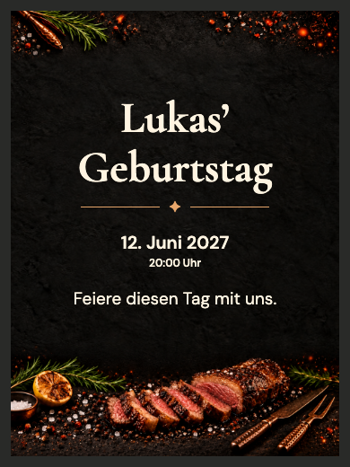 Digitale Geburtstagseinladung: Grillparty am Feuer