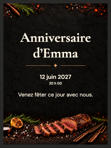 Invitation d’anniversaire numérique: Barbecue à la braise