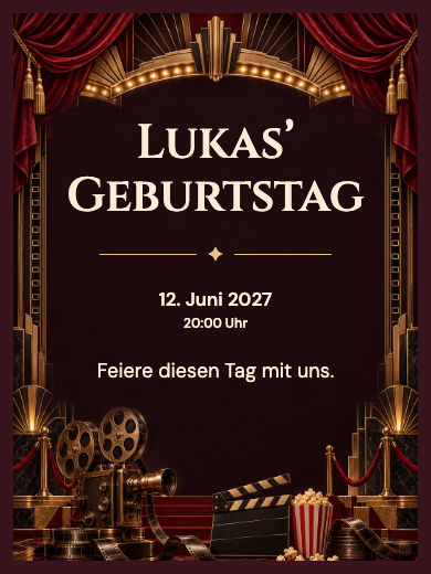 Digitale Geburtstagseinladung: Gala-Kino