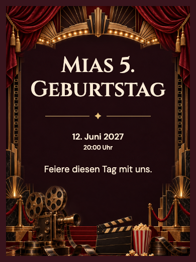 Digitale Geburtstagseinladung: Gala-Kino