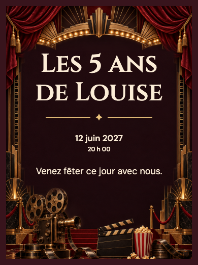 Invitation d’anniversaire numérique: Cinéma de gala