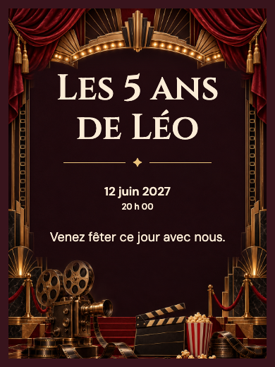 Invitation d’anniversaire numérique: Cinéma de gala