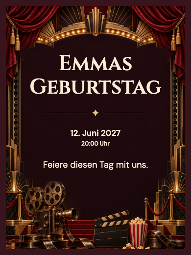 Digitale Geburtstagseinladung: Gala-Kino