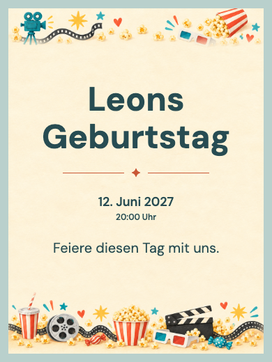 Digitale Geburtstagseinladung: Fröhliches Kino