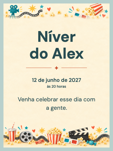 Convite digital de aniversário: Cinema Divertido