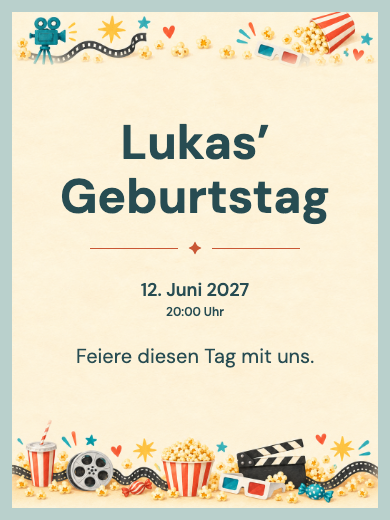 Digitale Geburtstagseinladung: Fröhliches Kino