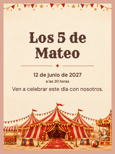 Invitación digital: Circo Rojo y Dorado — Animales y naturaleza
