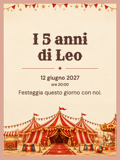 Invito digitale: Circo rosso e oro — Animali e natura