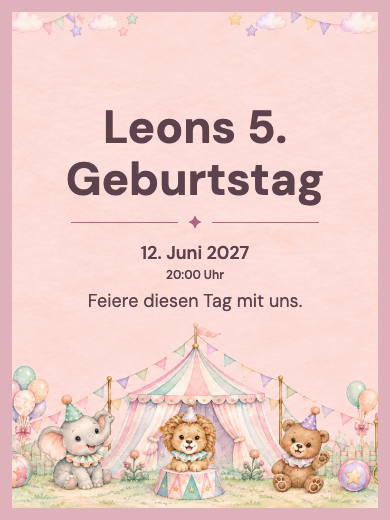 Digitale Einladung: Tierzirkus — Tiere und Natur