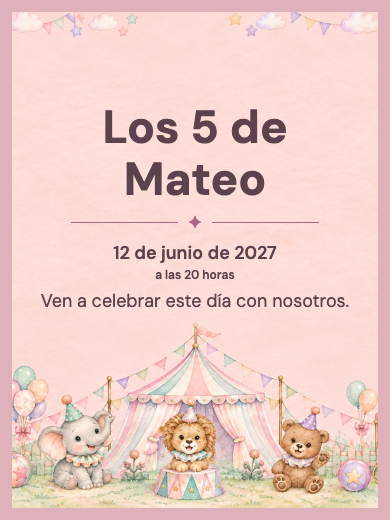 Invitación digital: Circo de Animalitos — Animales y naturaleza