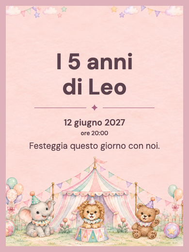 Invito digitale: Circo degli animali — Animali e natura