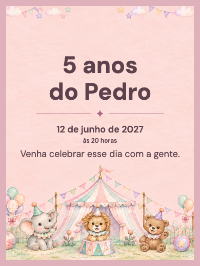 Convite digital: Circo dos Bichinhos — Animais e natureza