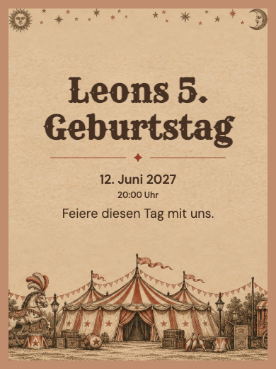 Digitale Einladung: Vintage-Zirkus — Tiere und Natur