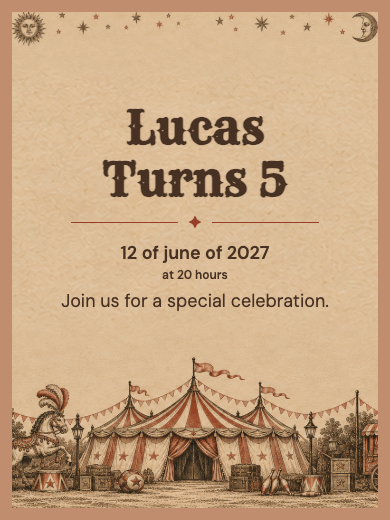 Digital invitation: Vintage Circus — Animals and nature