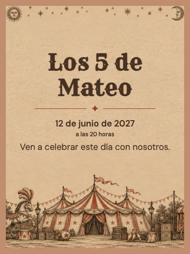 Invitación digital: Circo Vintage — Animales y naturaleza