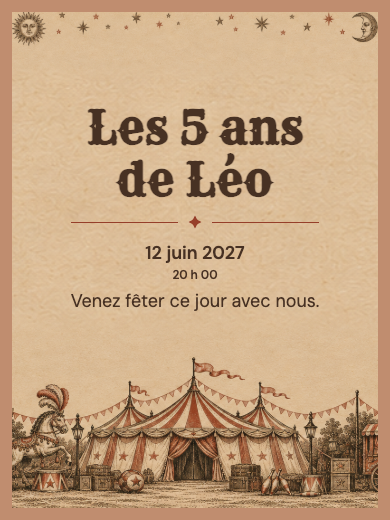 Invitation numérique: Cirque vintage — Animaux et nature