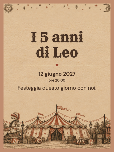 Invito digitale: Circo vintage — Animali e natura