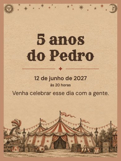 Convite digital: Circo Vintage — Animais e natureza
