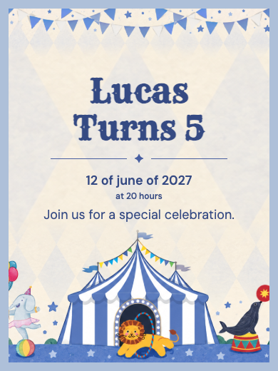 Digital invitation: Blue Circus — Animals and nature